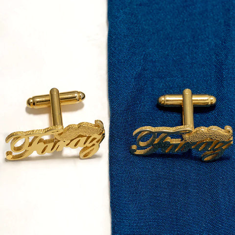 CUSTOMIZED MUSTACHE NAME CUFFLINKS