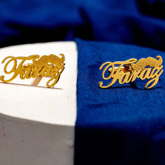 CUSTOMIZED MUSTACHE NAME CUFFLINKS