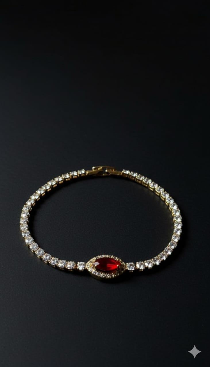 Luxury Red & White Diamond Bracelet