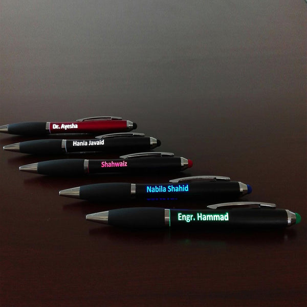 Multi Color Light Name Stylus Pen