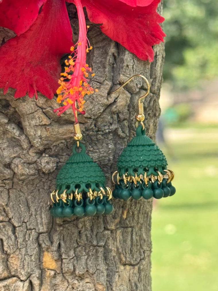 Elegant Green Jhumka Earrings